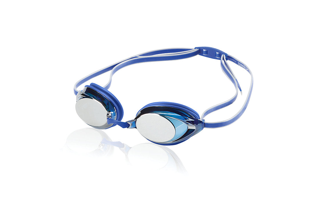 Speedo Vanquisher 2.0 Mirrored Swim Swimming Competition Goggle, Silver/Blue