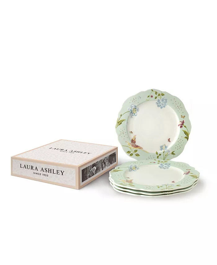 Laura Ashley Heritage Collectables Mint Uni Irregular Plates in Gift Box Set of 4