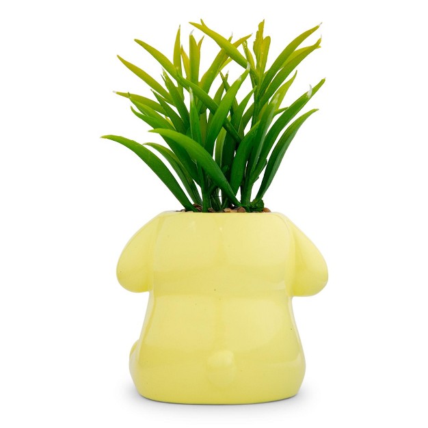 Silver Buffalo Sanrio Pompompurin 3 inch Ceramic Mini Planter With Artificial Succulent