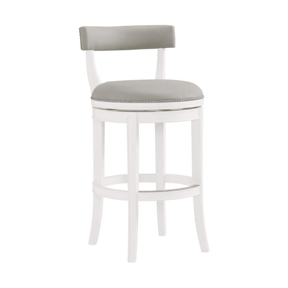 Alaterre Furniture Hanover White and Gray Swivel Bar Height Stool (2-Pack) with Cushioned Seat ANHN02PDCR2