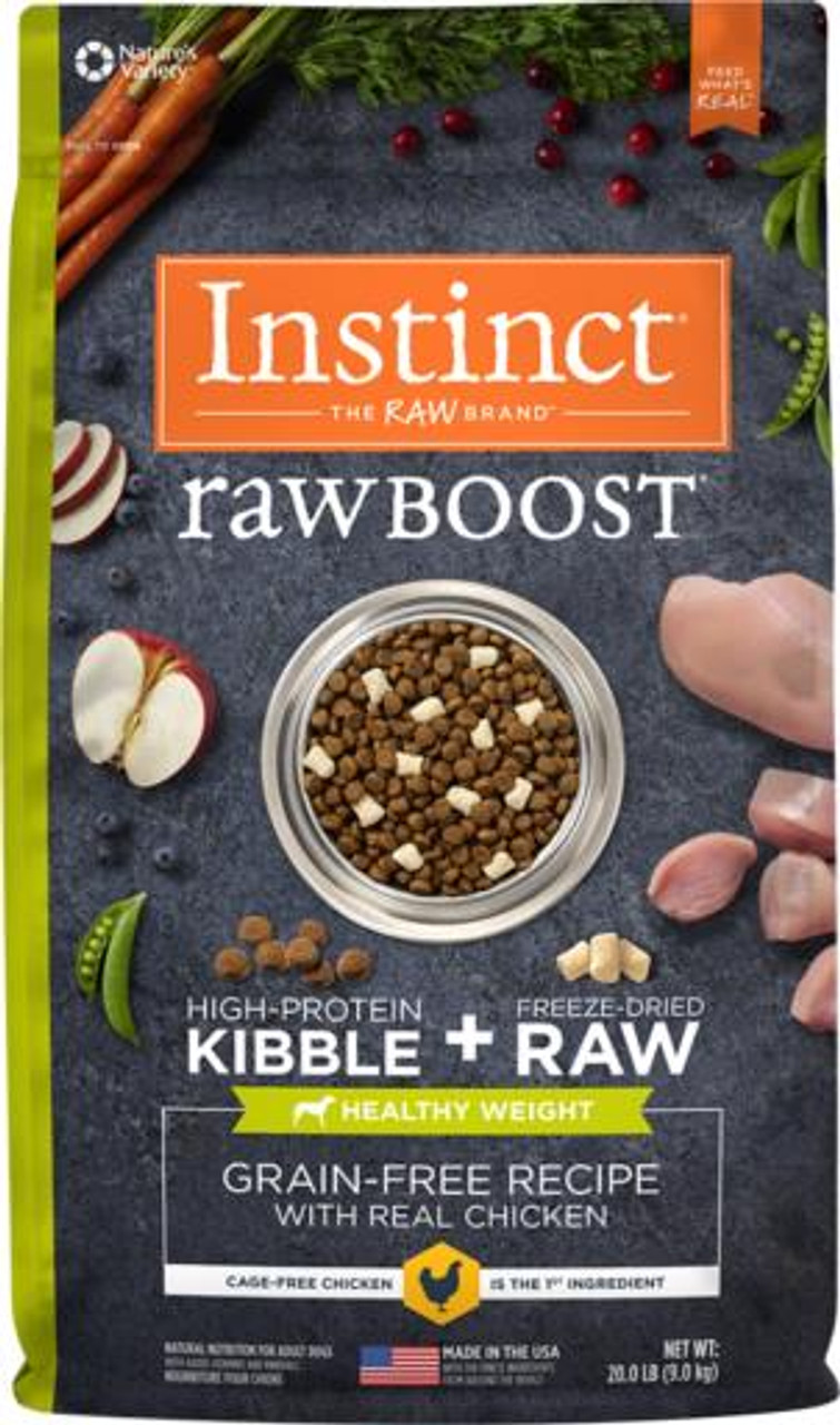 Nature's Variety Instinct Raw Boost Healthy Weight Grain-Free Chicken Recipe Dry Dog Food， 20 Lbs.