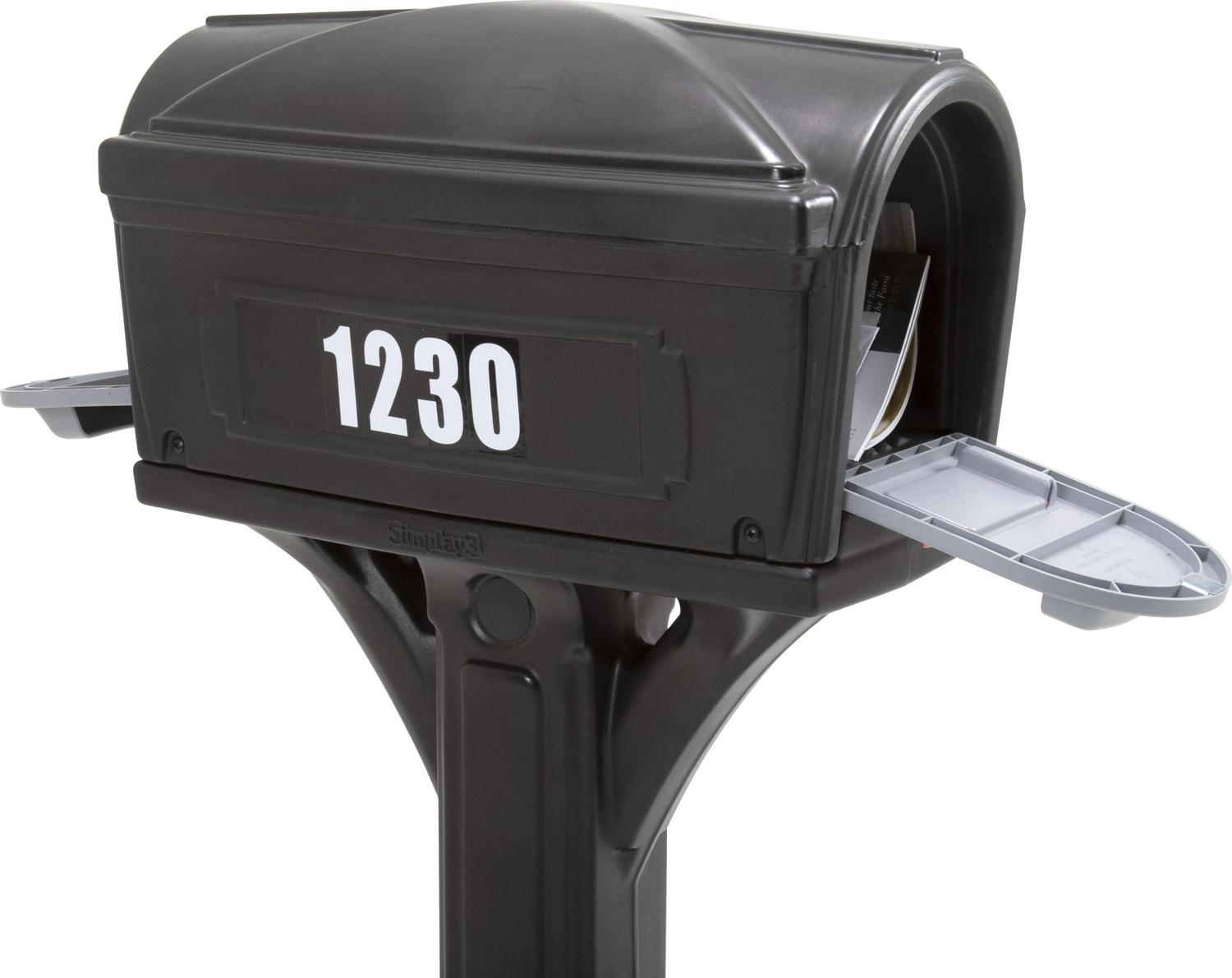 Simplay3 Dig Free Easy Up Classic Black Plastic Mailbox