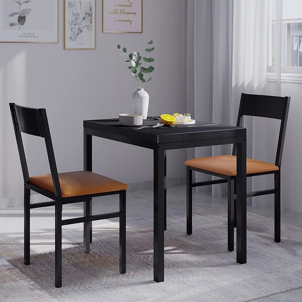 3 Piece Dining Table Set with Cushioned Chairs， Modern Counter Height Dinette 3 Set