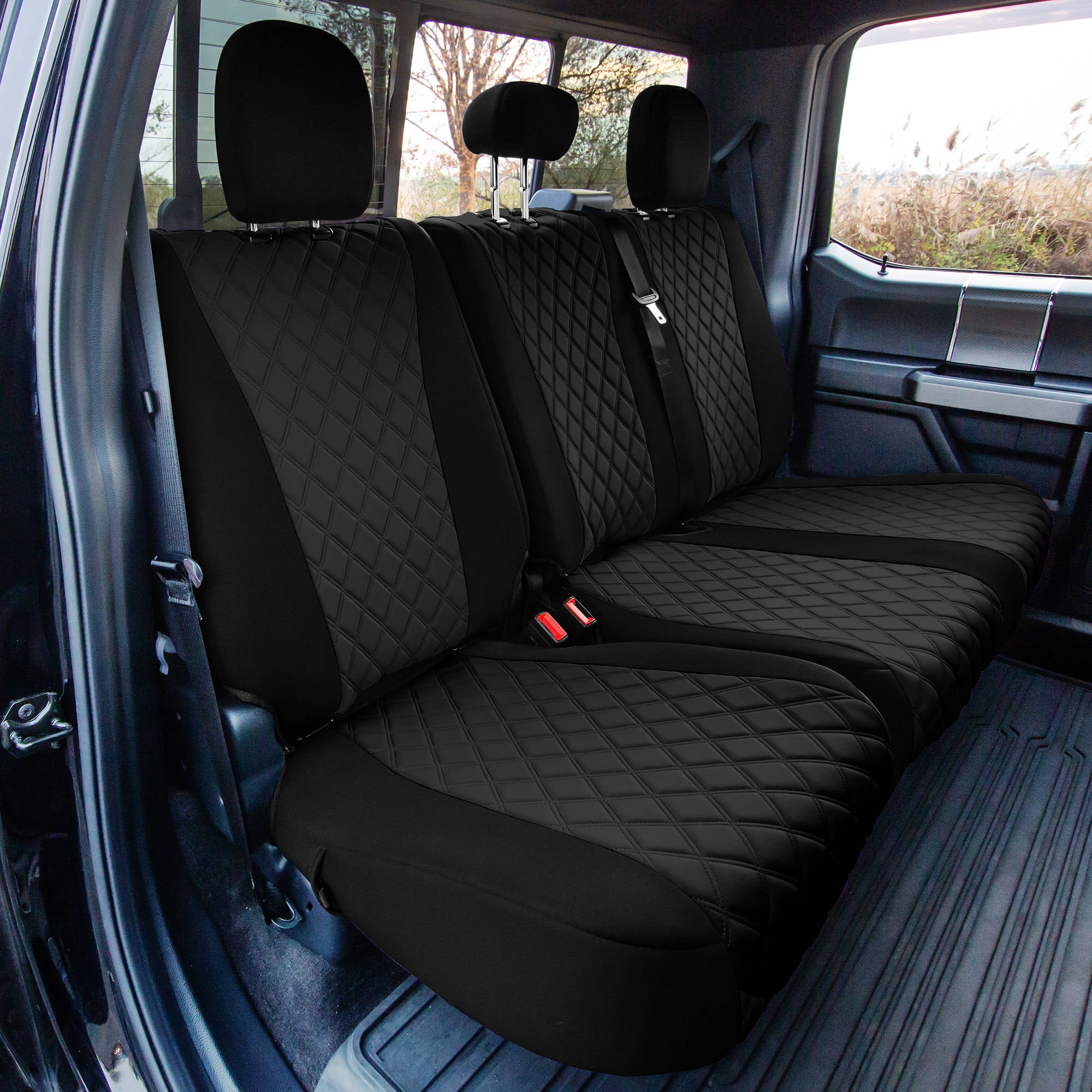 FH Group Neoprene Custom Fit Truck Car Seat Covers for 2015-2022 Ford F-150 and 2017-2022 Ford F-250 F-350 F450 2nd Row