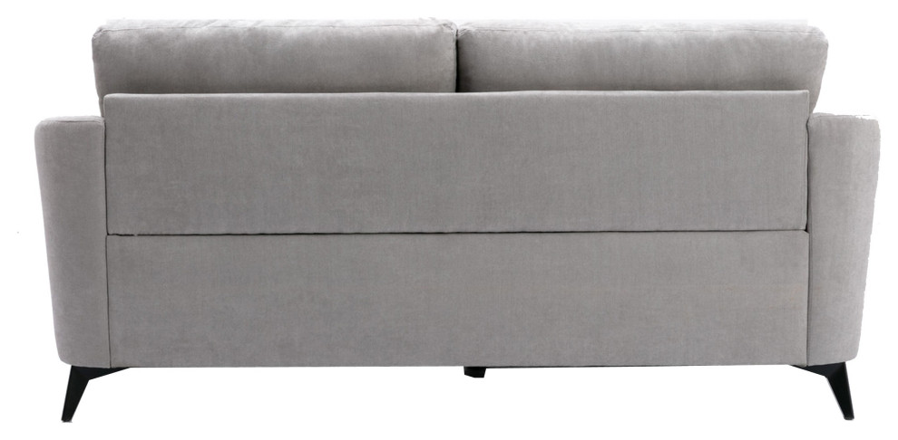 Benzara BM287961 Sofa  Loveseat  Chair Set  Tufted Cushions  Light Gray Velvet   Midcentury   Living Room Furniture Sets   by Uber Bazaar  Houzz