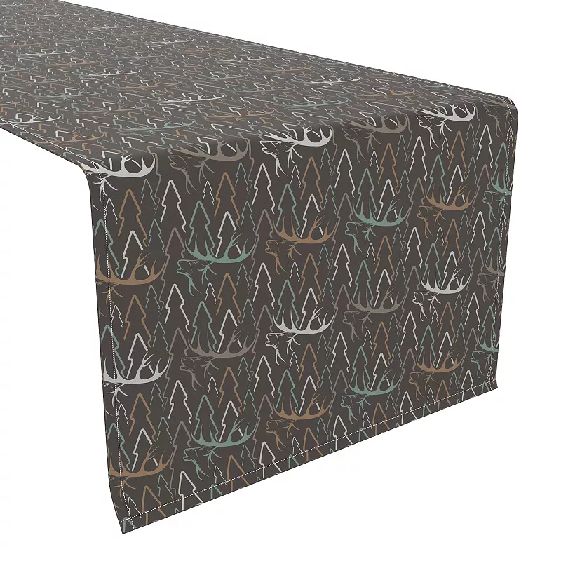 Table Runner， 100% Polyester， 14x108， Deer in Trees