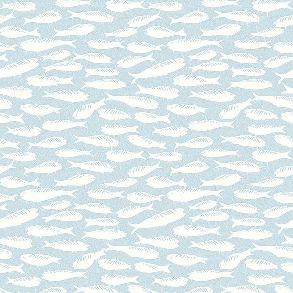 Nunkie Aqua Sardine Wallpaper from the Flora & Fauna Collection