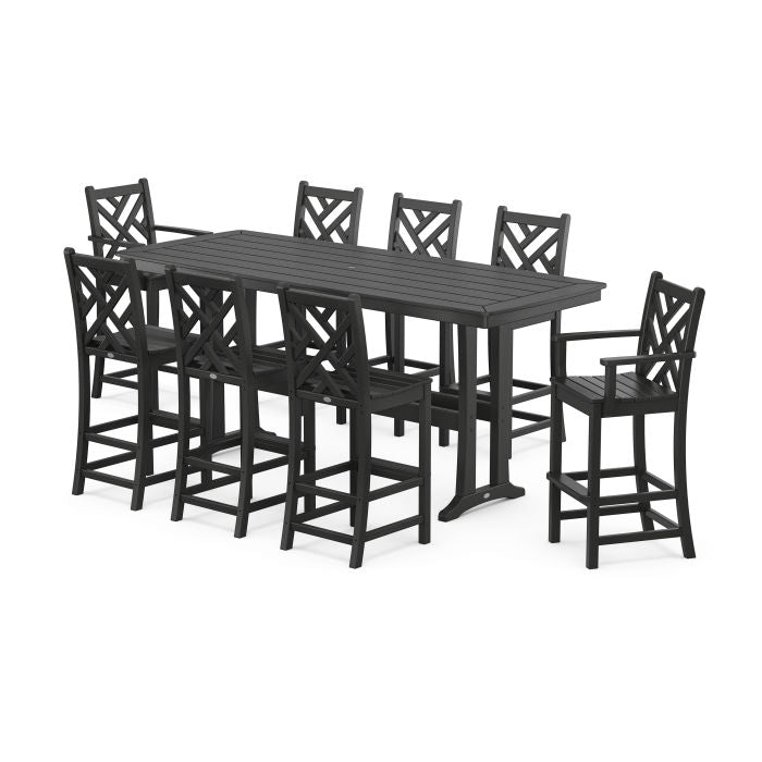 Polywood Chippendale 9-Piece Bar Set with Trestle Legs PWS1946-1