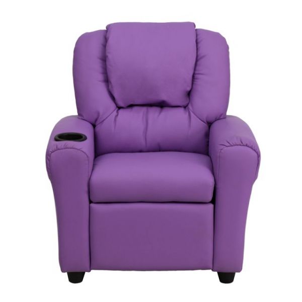 Flash Furniture Contemporary Lavender Vinyl Kids Recliner with Cup Holder and Headrest [DG-ULT-KID-LAV-GG]