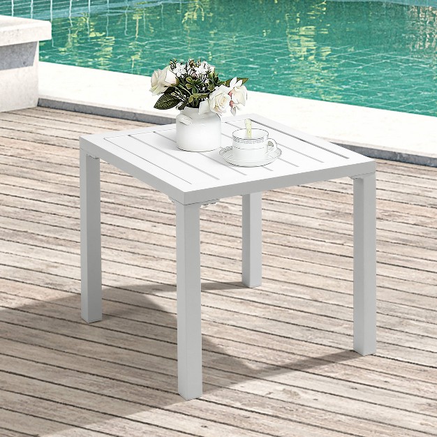 Outdoor Aluminum Square Side Table White Crestlive Products