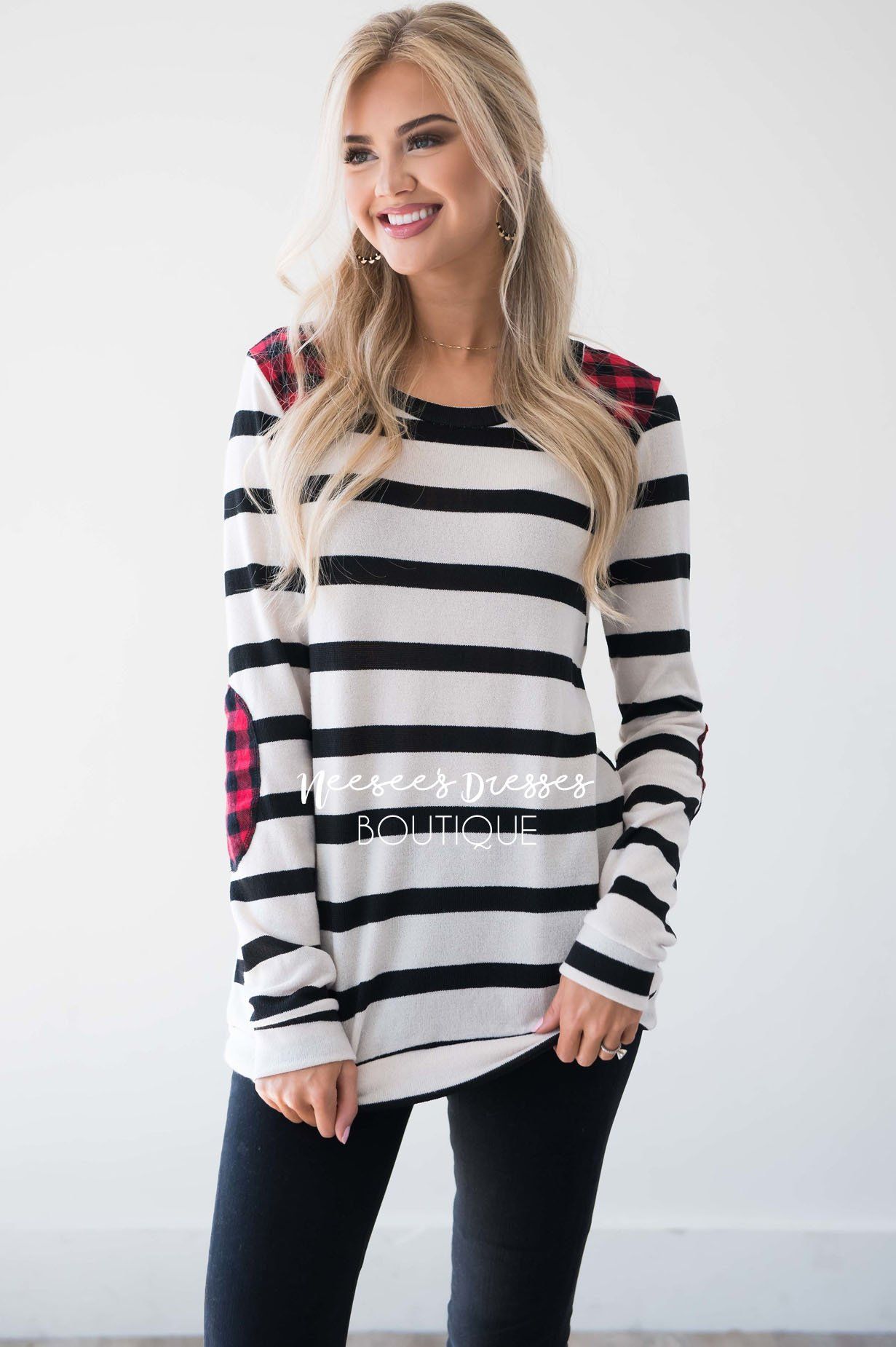 Charming As Can Be Striped Elbow Patch Sweater