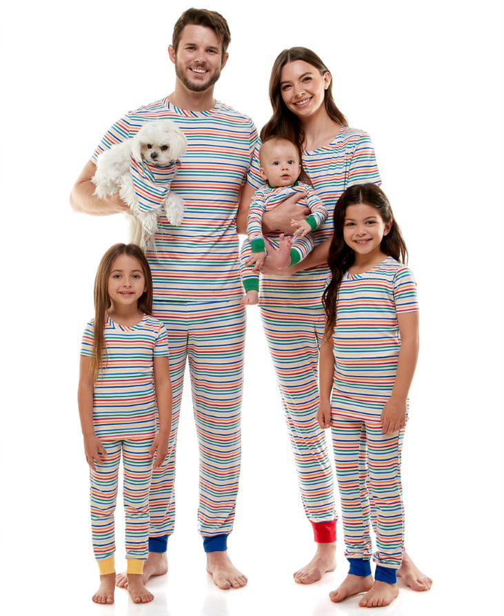 Derek Heart Multi Stripe Matching Family Pajamas Pet Bandana， One Size