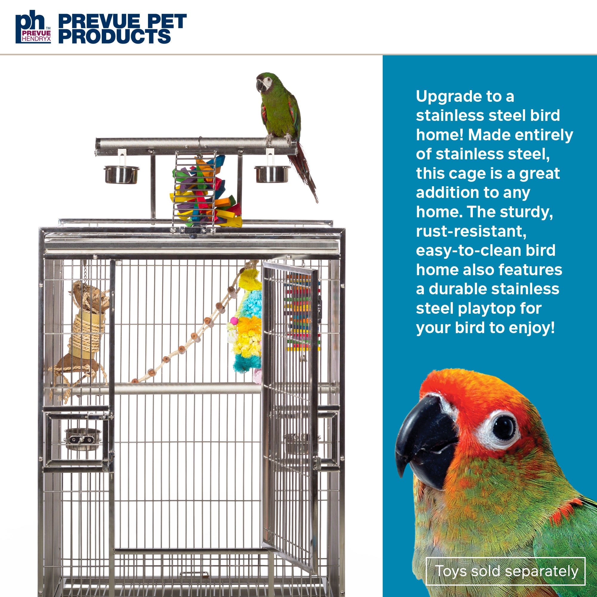 Prevue Pet Products Medium Stainless Steel Playtop Bird Cage 3453