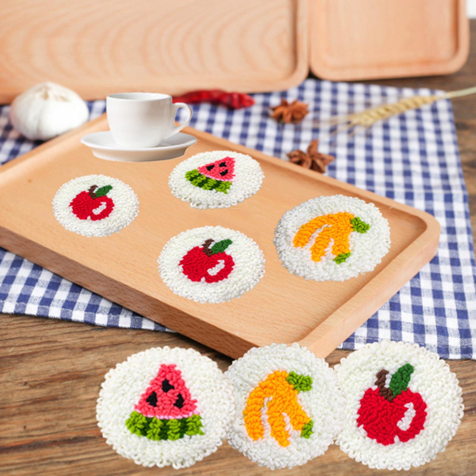 4/6 Pieces Punch Coaster s Cup Mat Tool Fruit Pattern ， 4Pieces