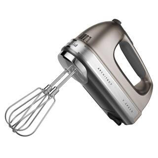 KitchenAid 7-Speed Contour Silver Hand Mixer with Beater and Whisk Attachments KHM7210CU