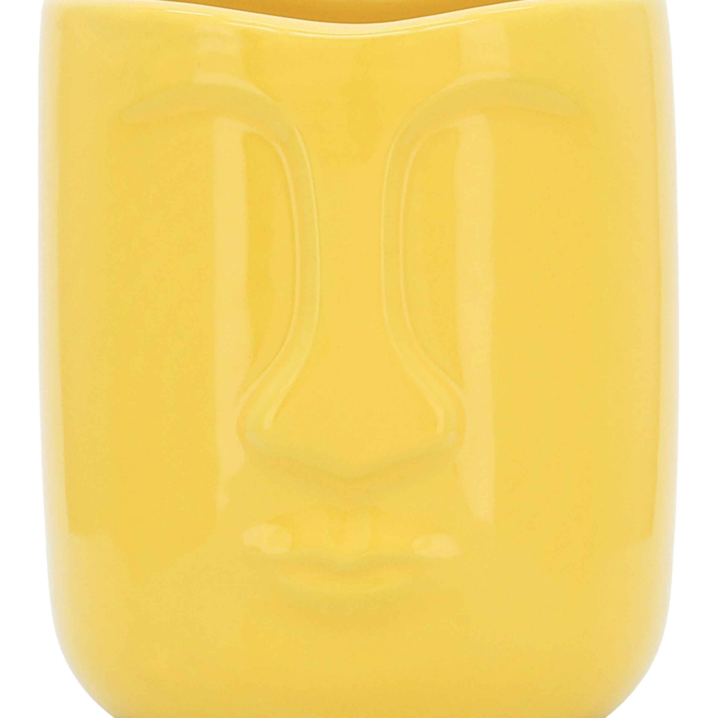 Ceramic Face Vase 12 Cm - Yellow 15764-04