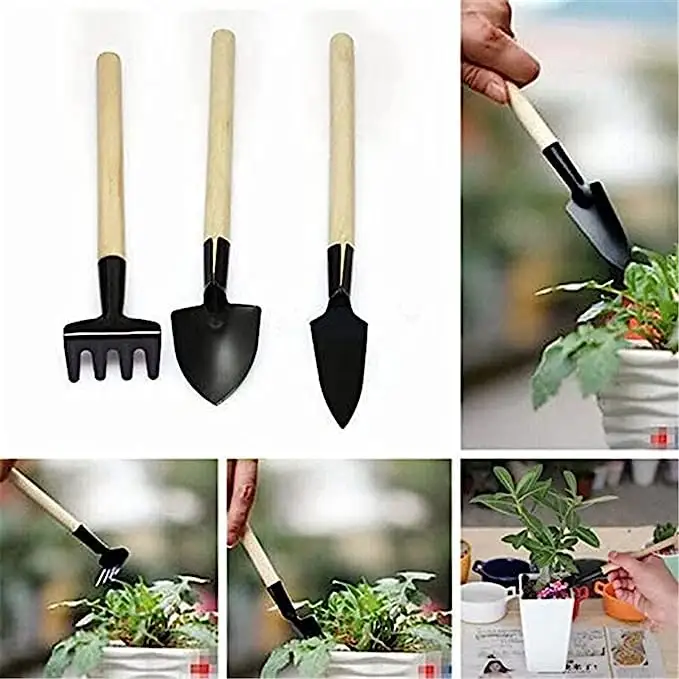 Small Mini Excavation Planting Potted Flower Gadget Mini Gardening Kit With Wooden Handle