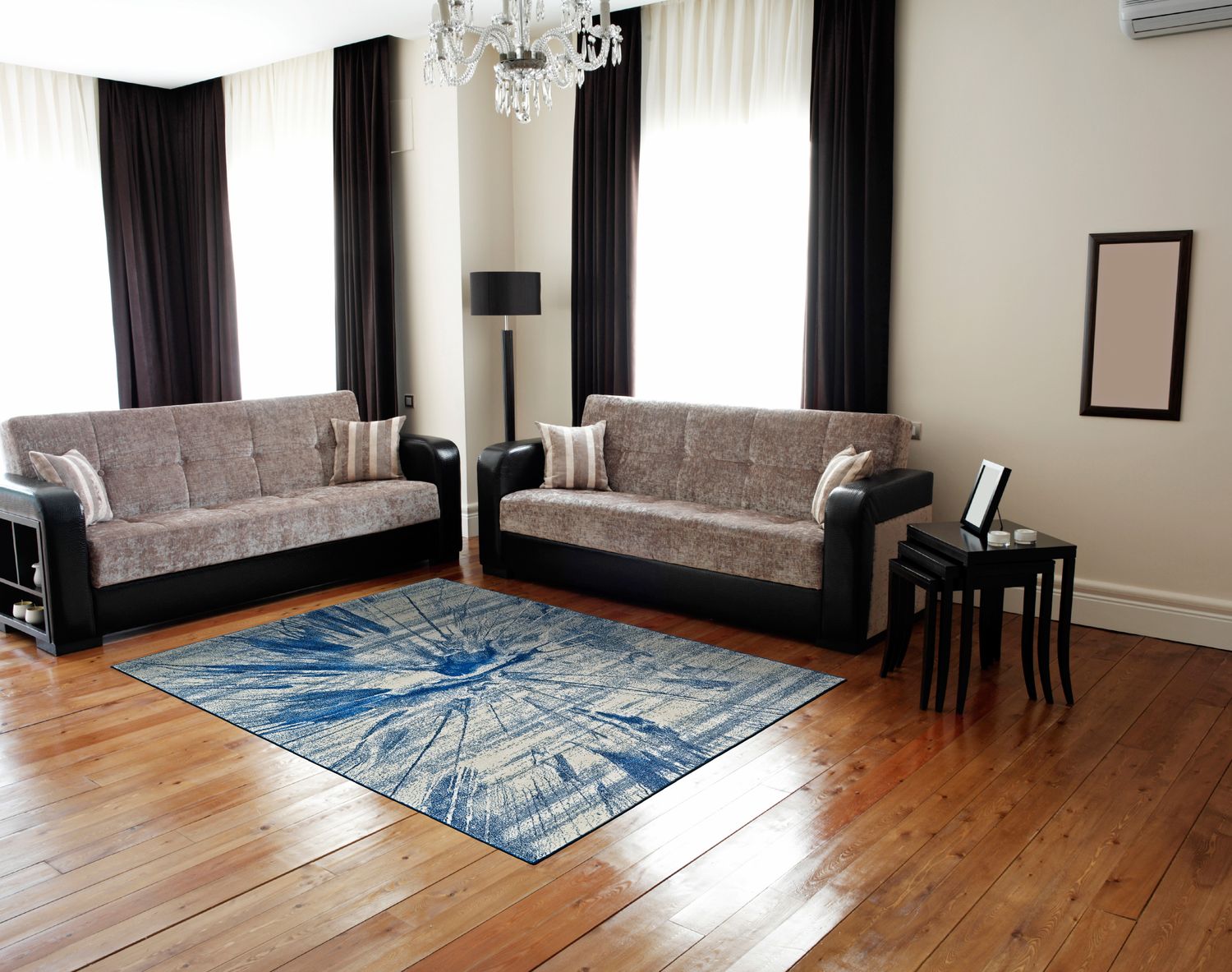 Omari Blue and Ivory Rug by BD Fine