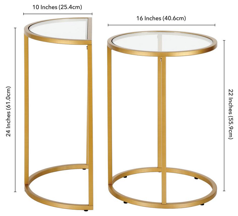 Luna Round  ampDemilune Nested Side Table in Brass   Contemporary   Accent Chests And Cabinets   by BisonOffice  Houzz