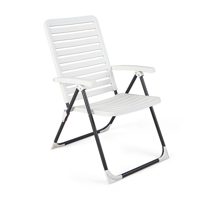 PP Folding Patio Chaise Lounger with 7-Level Backrest