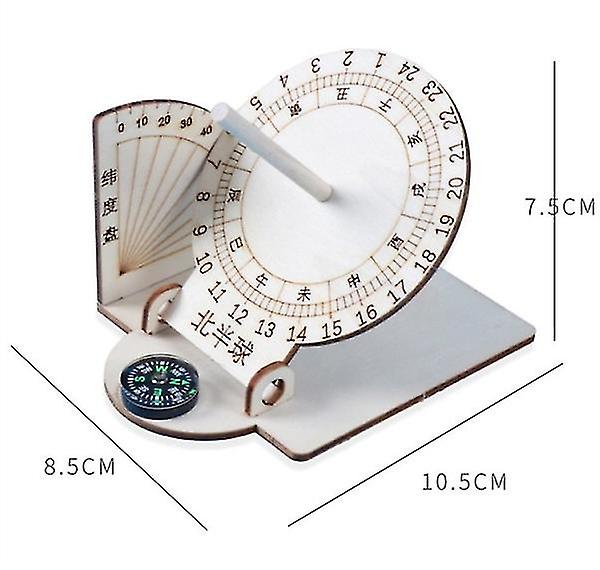 Equatorial Sundial Clock Wooden Scientific Model Diy Teaching Aid Educational Toys