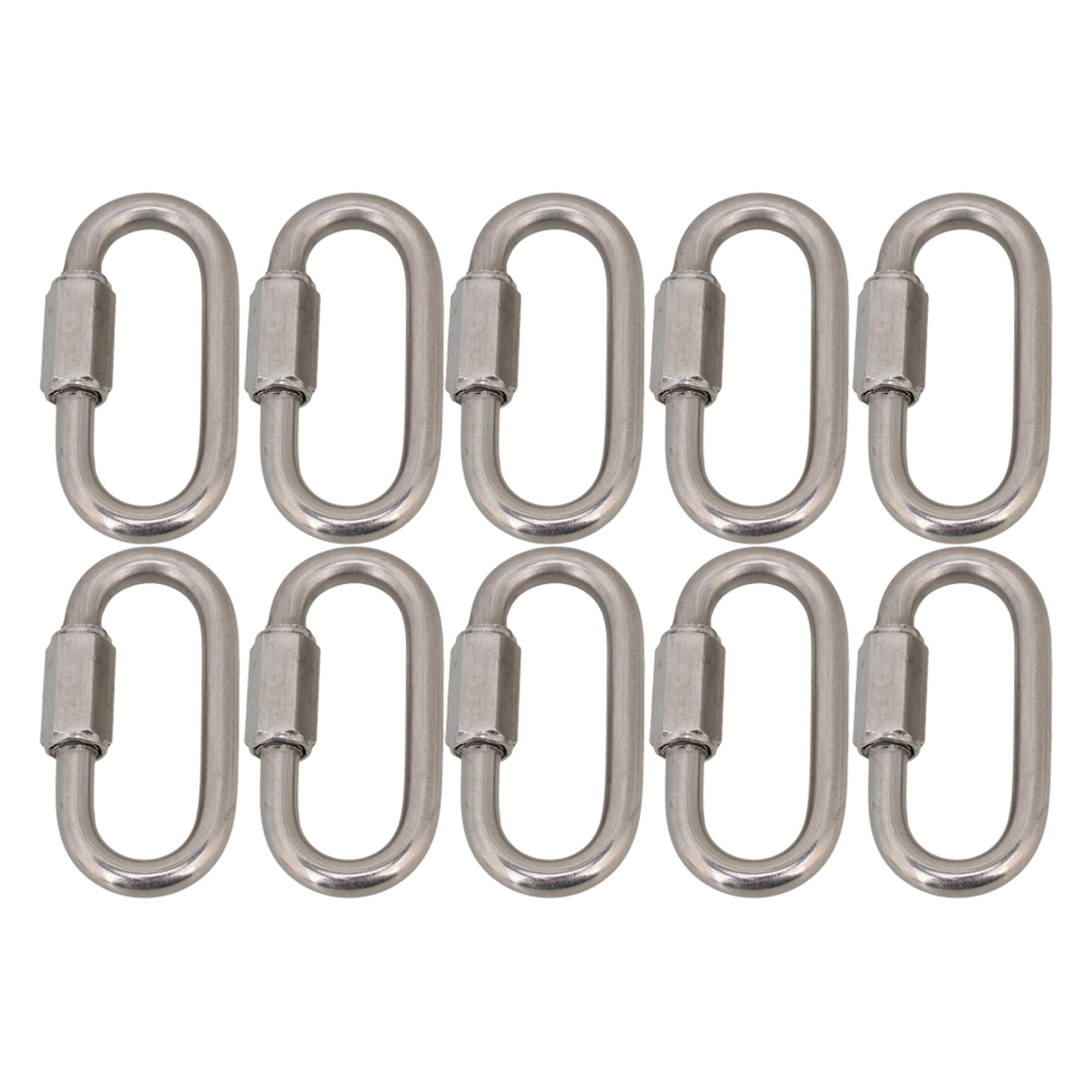 304 Edelstahl Quick Link Verschlussring Karabiner M6 2-er Set-Silber-Ton