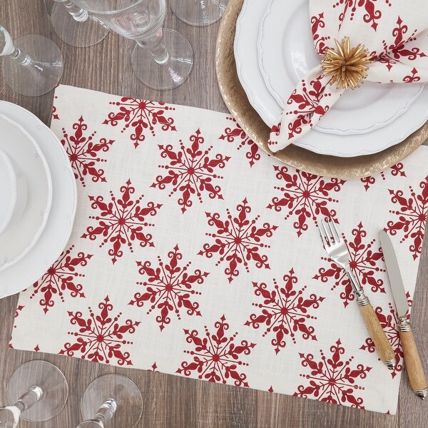 Cotton Placemats With Snowflake Design (Set of 4)