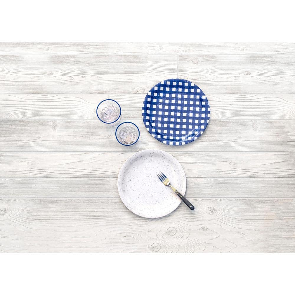 TarHong Homemade Navy Gingham Melamine Dinner Plate Set of 4, 10.5