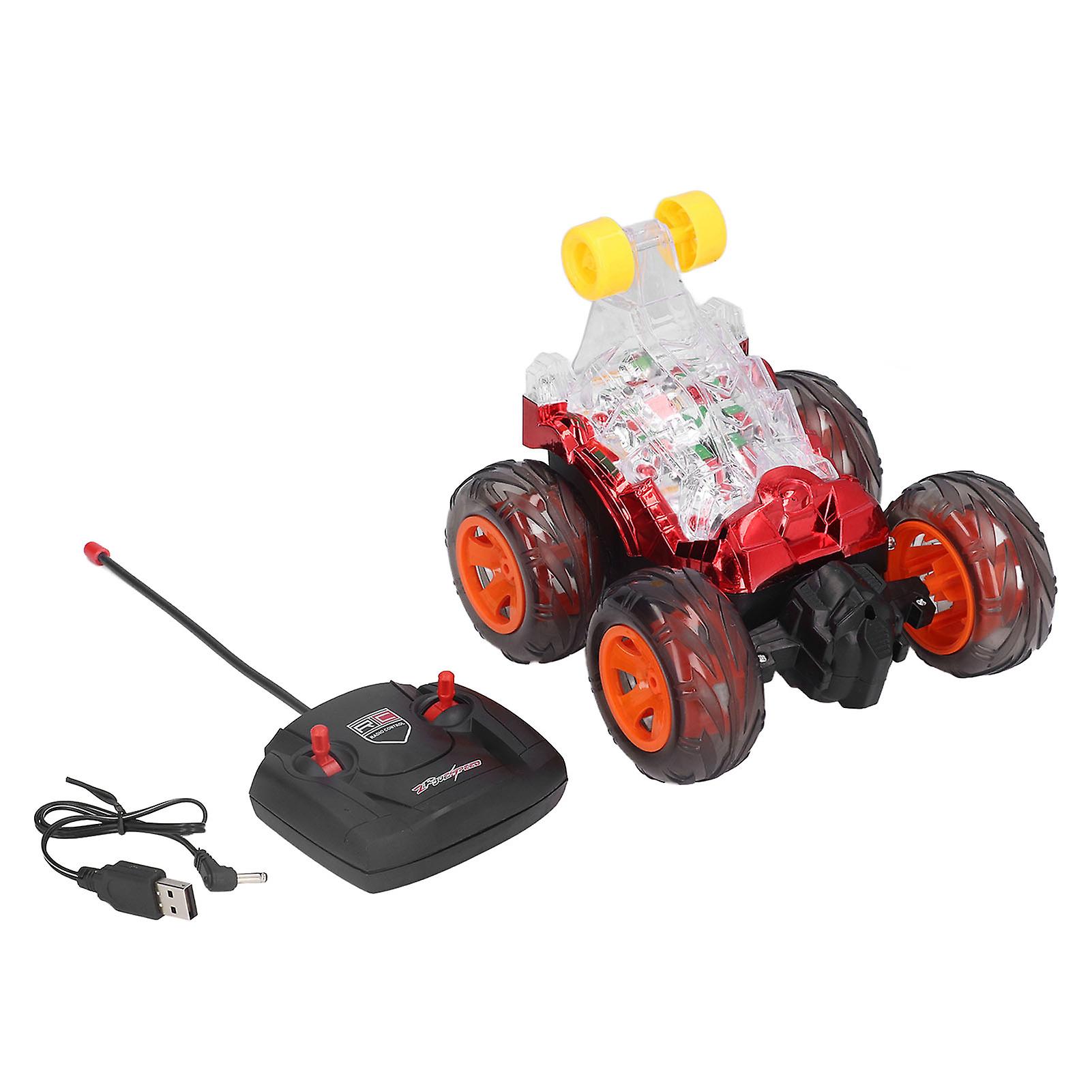 Rechargeable Remote Control Stunt Car 360 Rotating Wireless Rc Car With Colorful Light Red