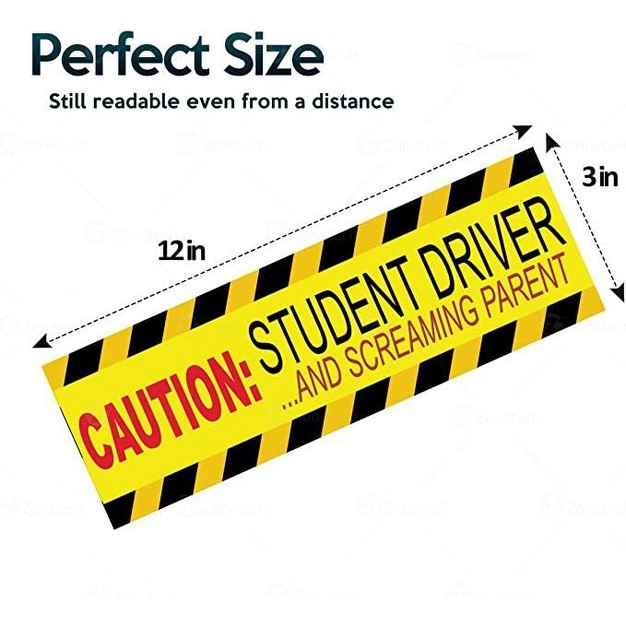 Zone Tech 3 Pcs Caution Student Driver And Screaming Parent Funny Magnetic Sticker premium Quality Safety Vehicle New Driver Yellow Reflective Sign