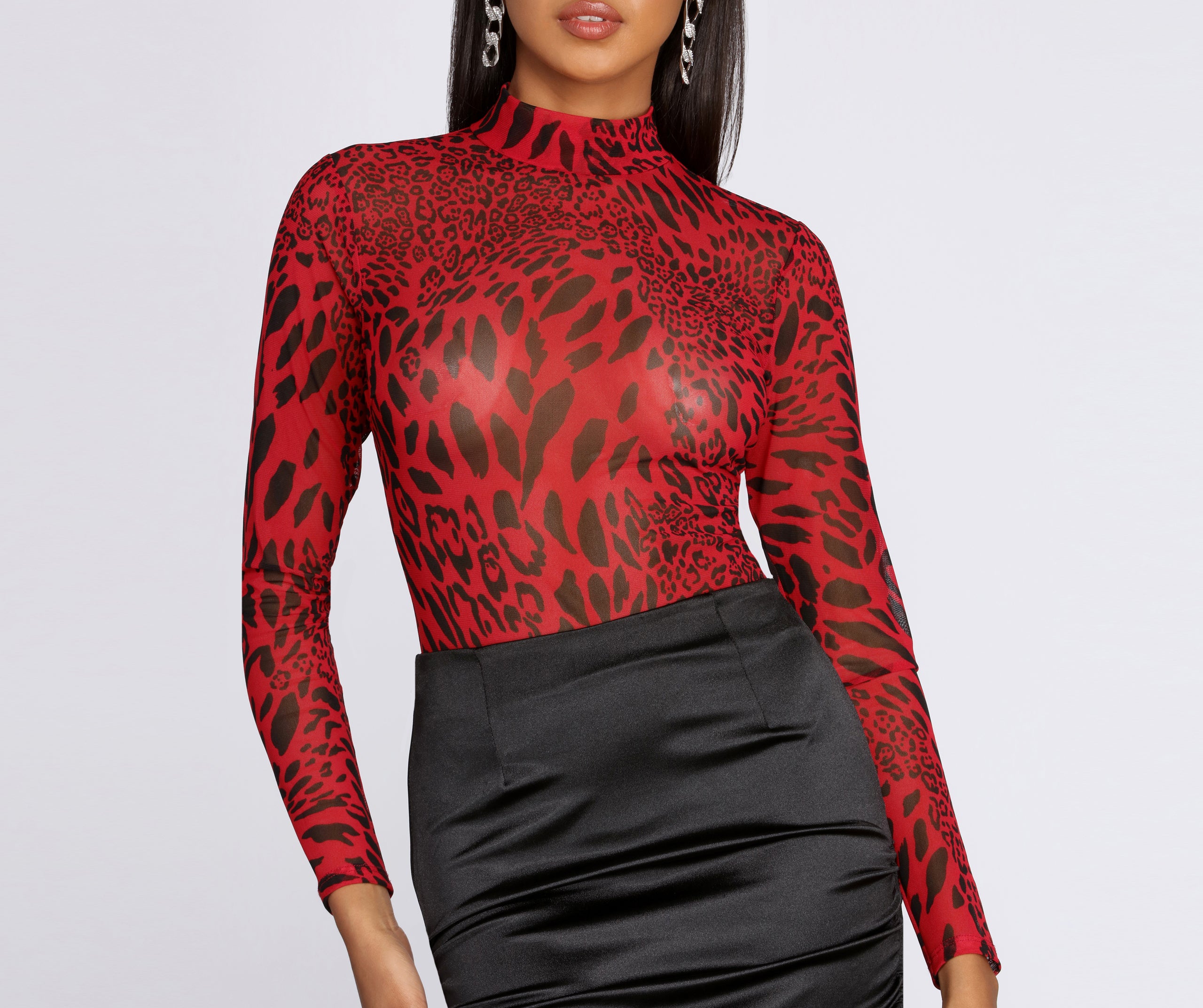 Miss Mesh Leopard Print Bodysuit