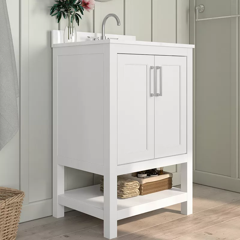 Emma and Oliver Vesta Bathroom Vanity with Undermount Sink and Open Storage Shelf