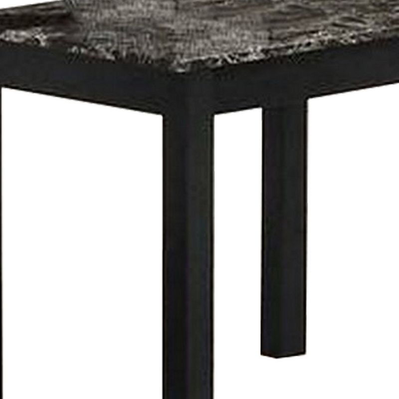 3 Piece Coffee Table and End Table with Faux Marble Top， Black