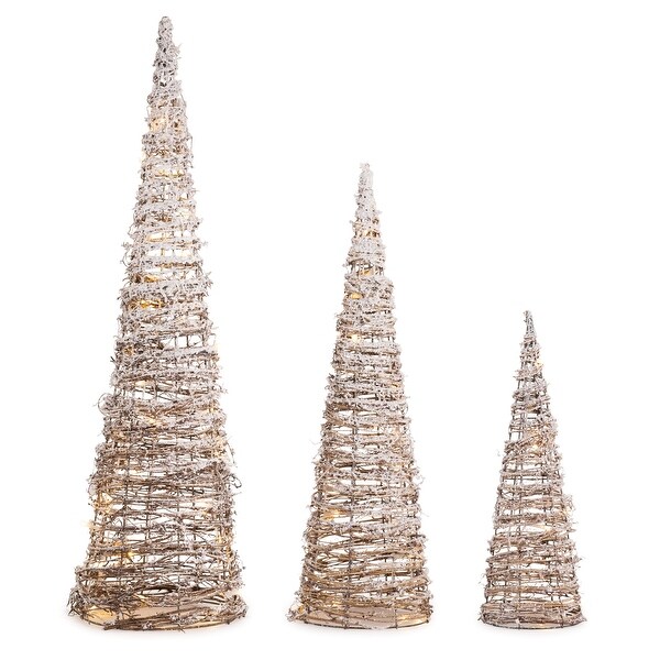 Set of 3 LED Twig Cone Tree Christmas Tabletop Decorations 31.25