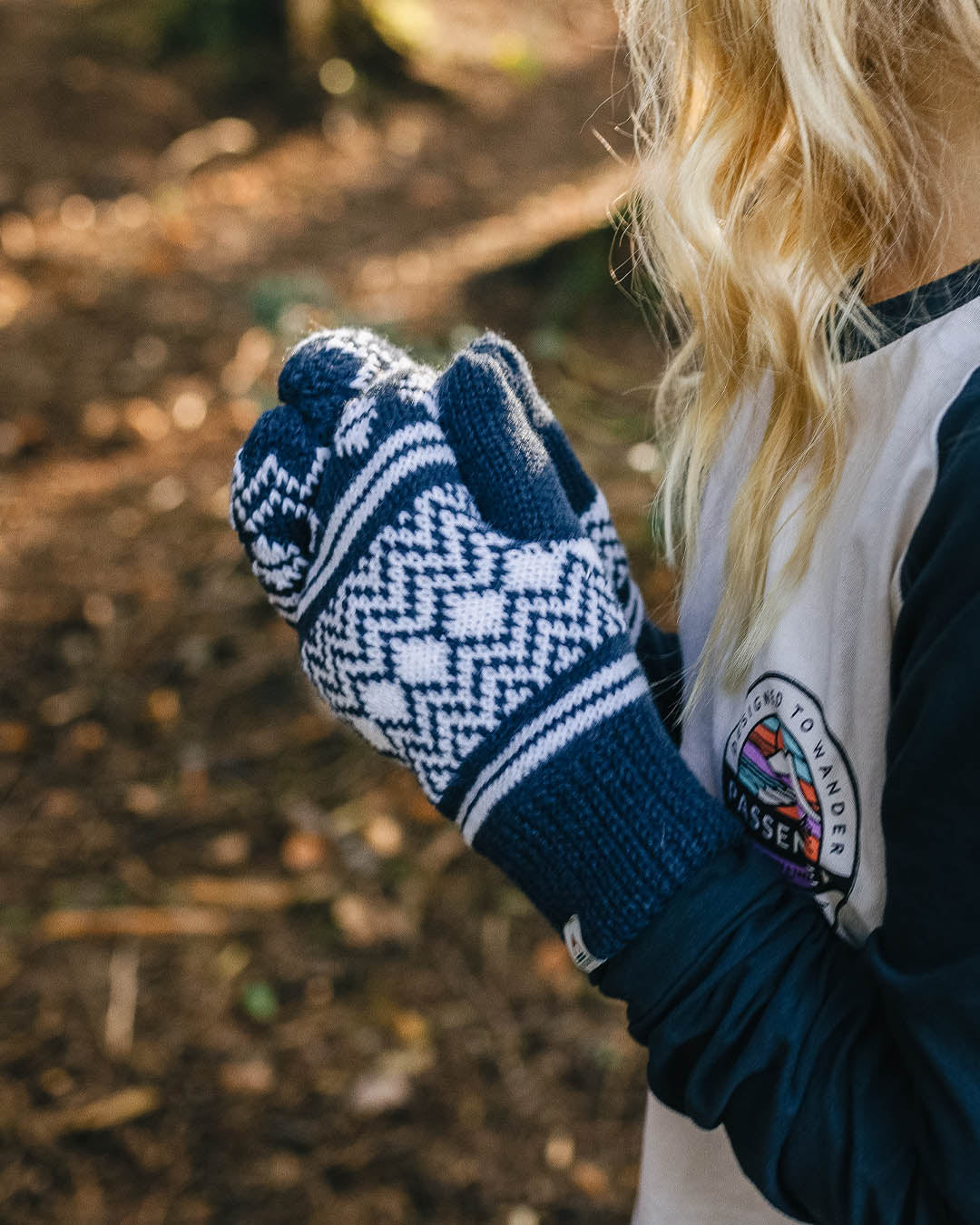 Powder Fleece Lined Recycled Acrylic Mittens - Rich Navy