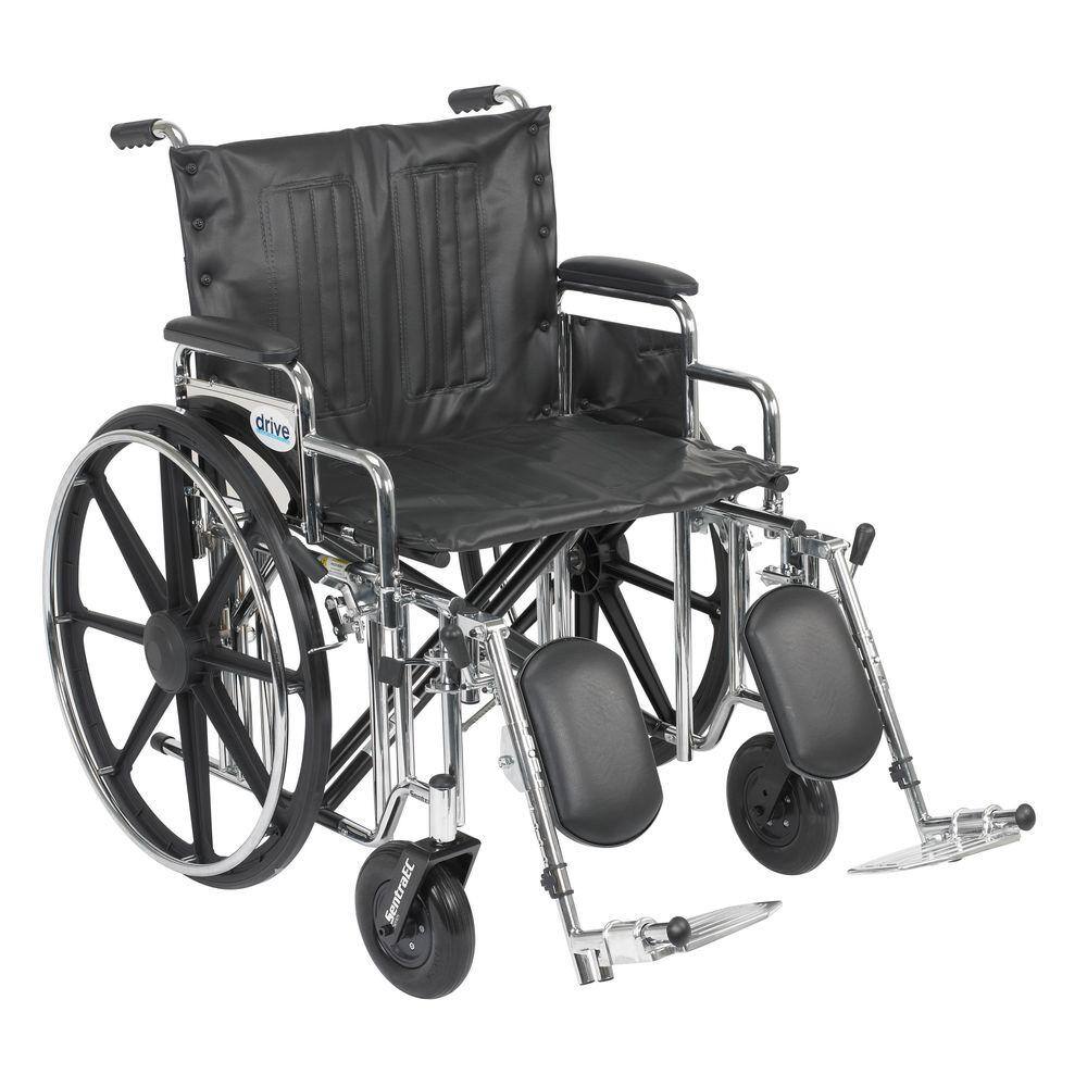 Drive Medical Sentra Extra Heavy Duty Wheelchair with Detachable Desk Arms and Elevating Legrest std22dda-elr