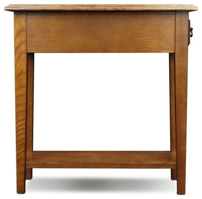 Bowery Hill Transitional Solid Ash Wood Chairside End Table in Oak   Transitional   Side Tables And End Tables   by Homesquare  Houzz