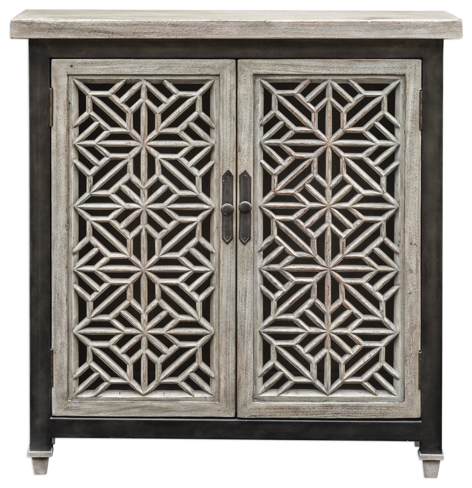 Uttermost Branwen Aged White Accent Cabinet   Farmhouse   Accent Chests And Cabinets   by We Got Lites  Houzz