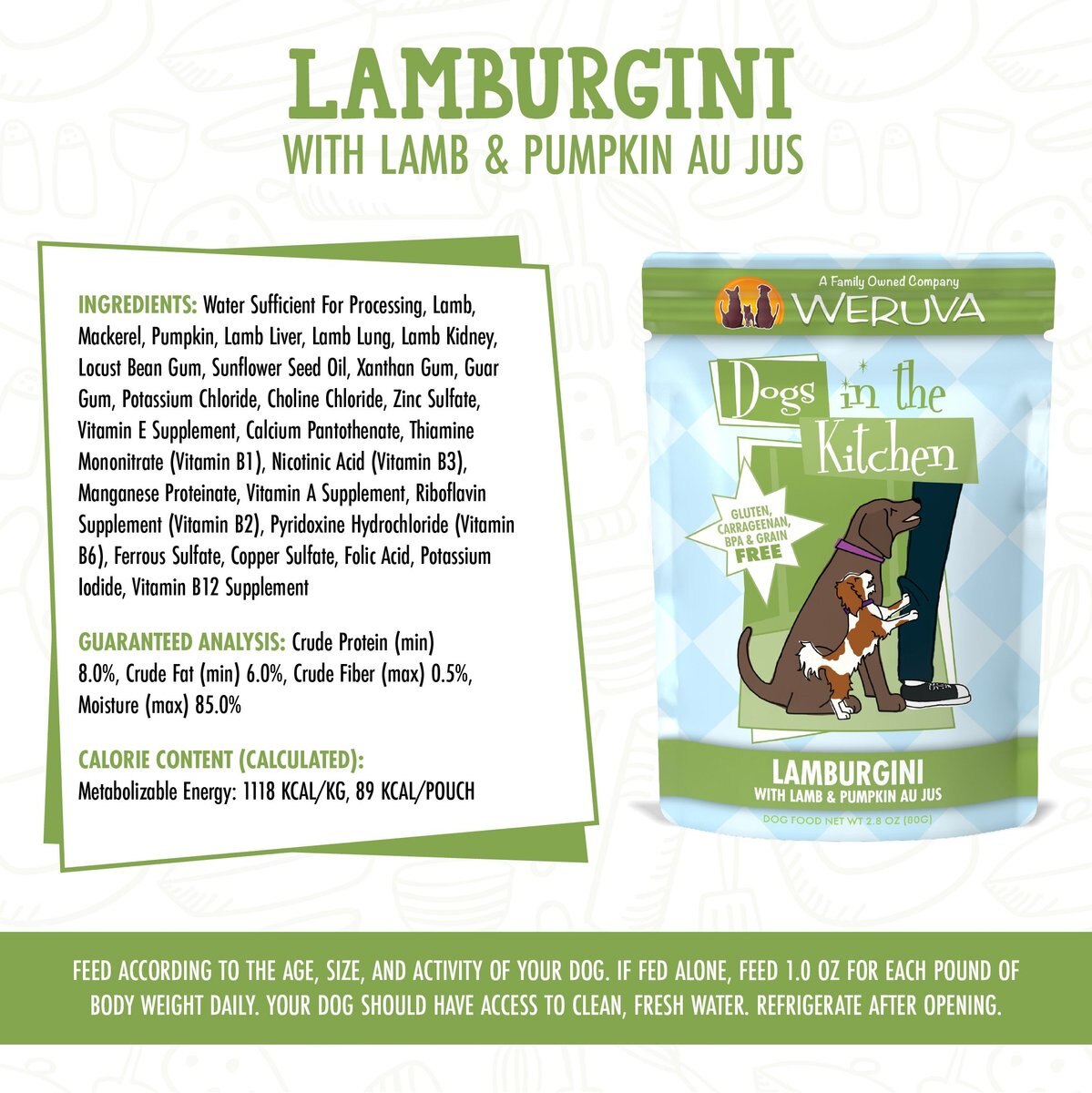 Weruva Dogs in the Kitchen Lamburgini with Lamb and Pumpkin Au Jus Grain-Free Dog Food Pouches