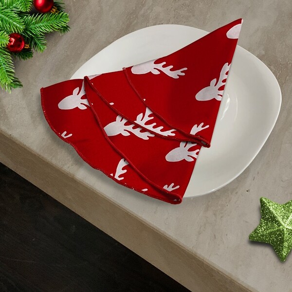 Joita Christmas Napkins，Table Cloth Napkins，Cotton Dinner Napkins Set for Christmas Party Decoration，ANTLERS