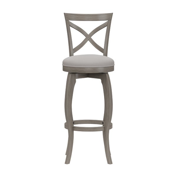 Ellendale X-Back Wood Padded Swivel Bar Height Stool