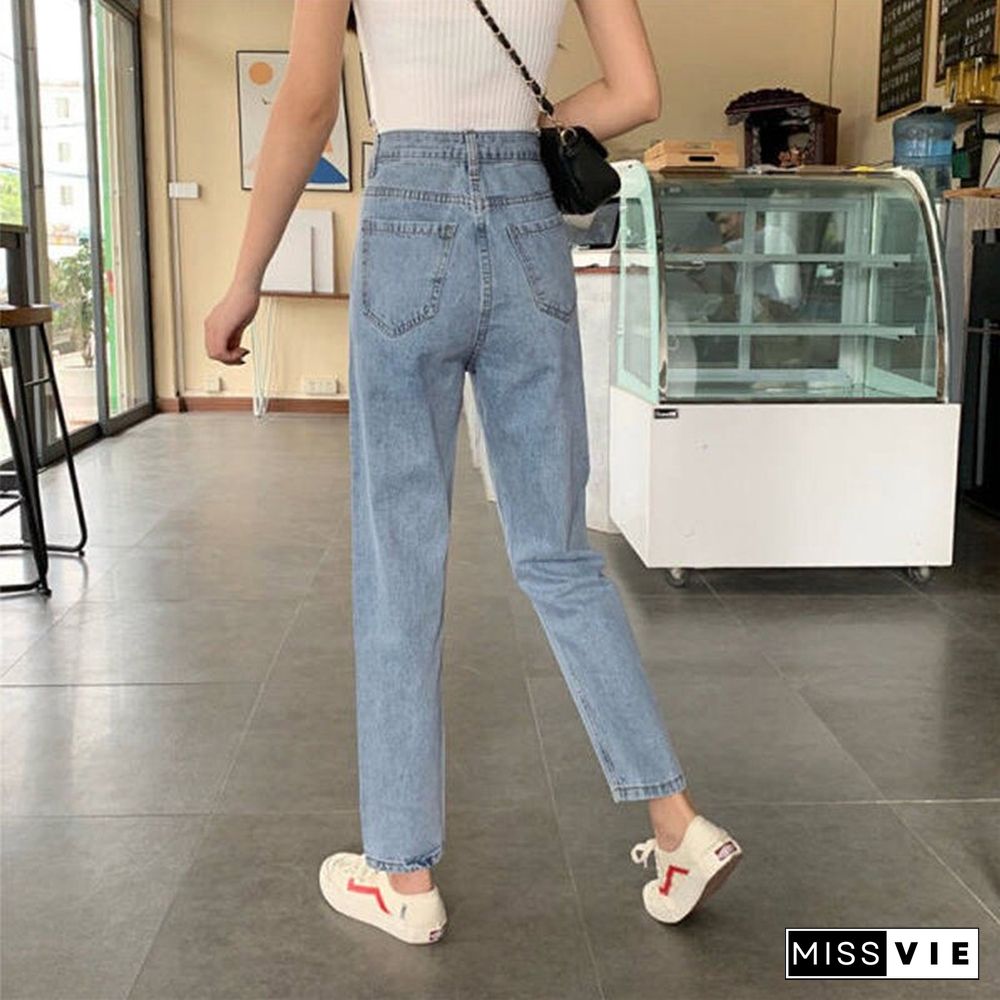 Woman Jeans High Waist Clothes Wide Leg Denim Clothing Blue Streetwear Vintage Quality Fashion Harajuku Straight Pants