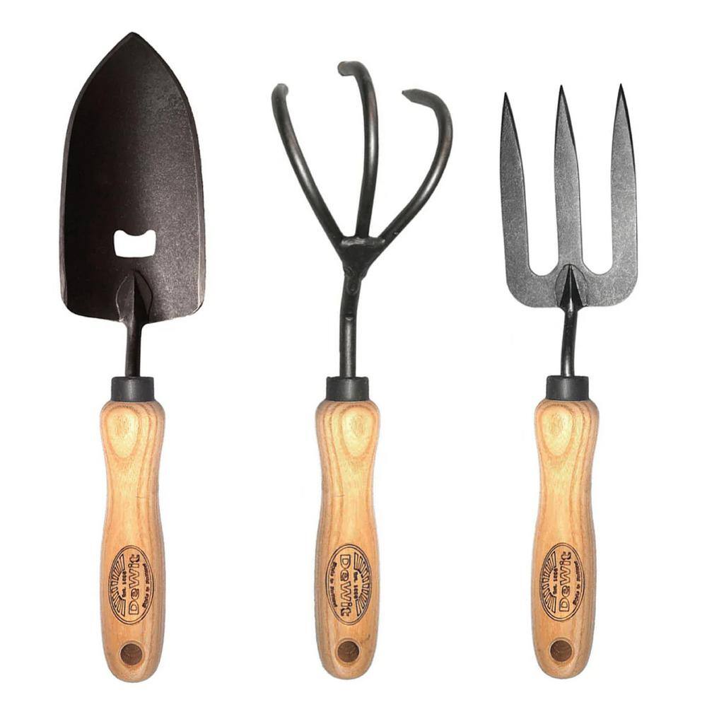 DeWit 3-Piece Garden Tool Set for Dad 12 in. L Bottle Opener Trowel 10.8 in. L Hand Fork 11.5 in. L 3-Tine Cultivator 31-3350