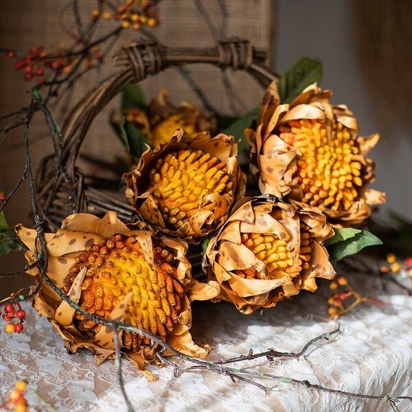 RusticReach Artificial Flannel Sunflower Stem