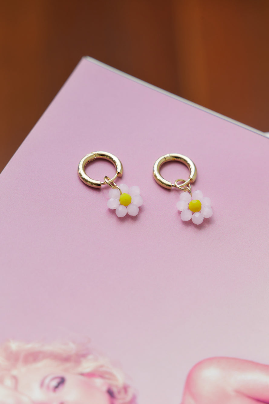 14K Gold Plated Cute As A Daisy Earrings Light Pink