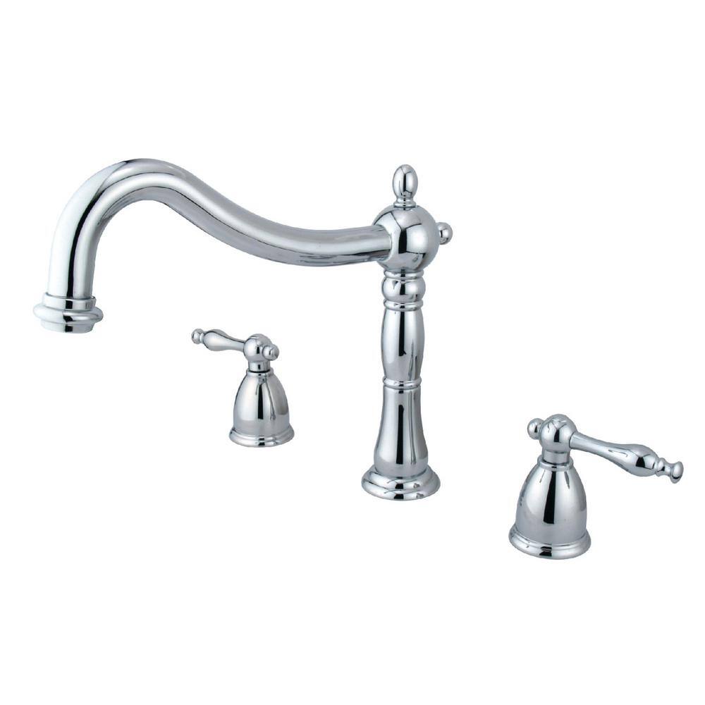 Kingston Brass Naples 2-Handle Deck Mount Roman Tub Faucet in Polished Chrome HKS1341NL