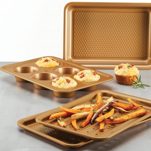 Ayesha Curry 4pc Copper Toaster Oven Bakeware Set