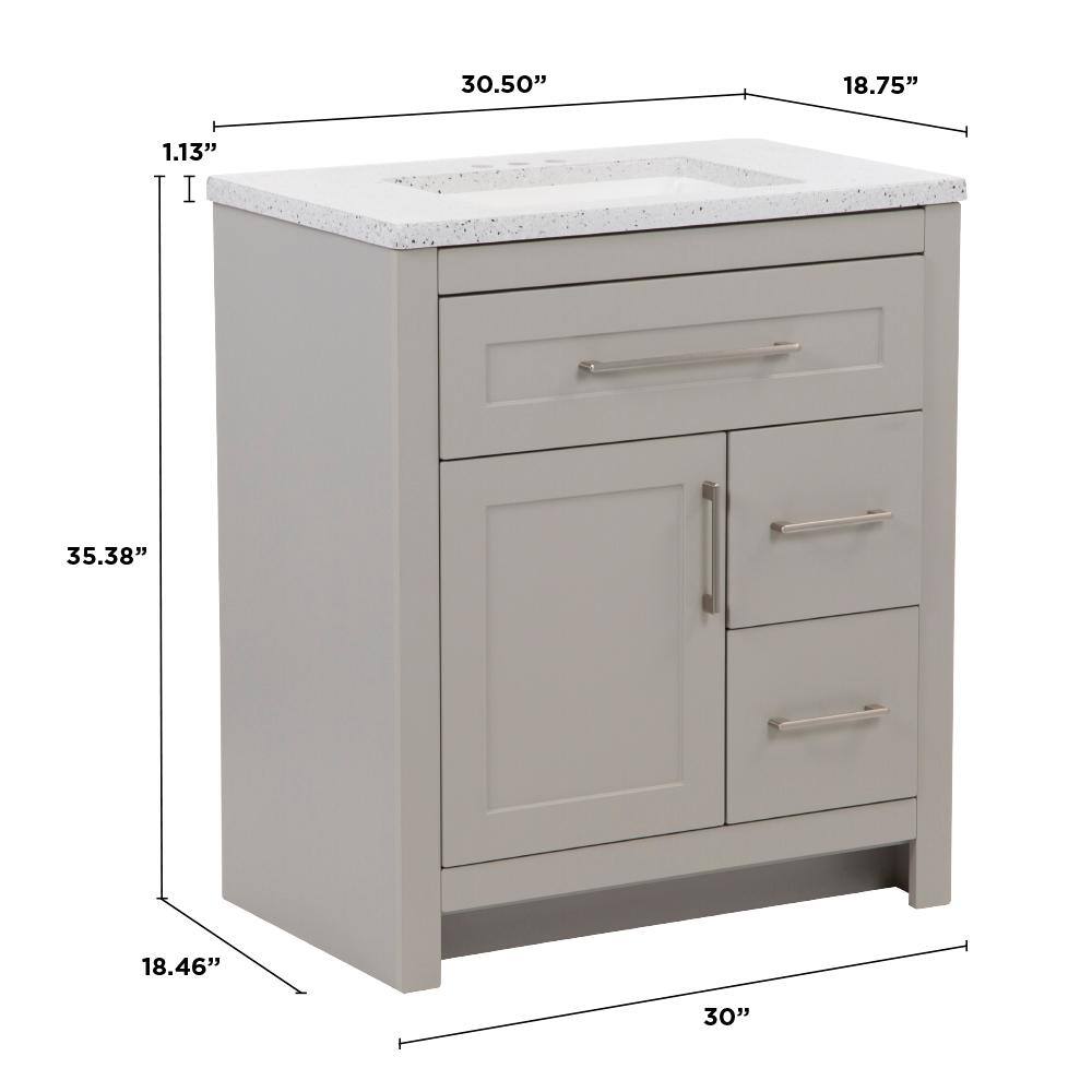 Home Decorators Collection Clady 30.5 in. W x 18.8 in. D x 35.4 in. H Freestanding Bath Vanity in Gray with Silver Ash Cultured Marble Top HD2030P2-KG