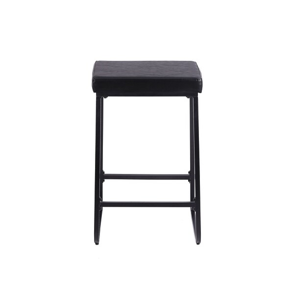 Porthos Home Senga Bar Stools Set of 2， PU Leather， Iron Legs