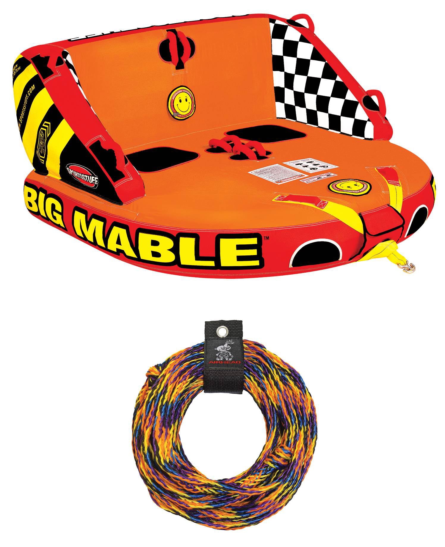 SPORTSSTUFF 53-2213 Big Mable Double Rider Towable Inflatable Tube with Tow Rope